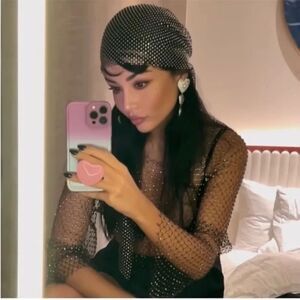 ZARA MESH RHINESTONE COPPER HEADBAND CAP